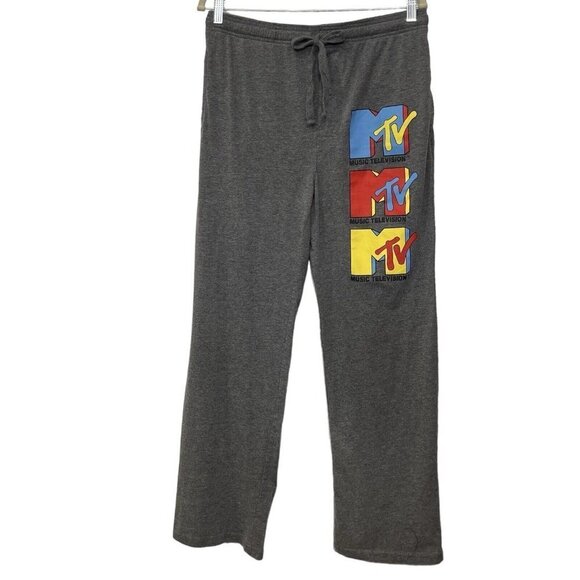 VIACOM MTV Grey Lounge Jogger PJ Pants Mens Large Color Block Logo 80s 90s Video - Picture 5 of 11